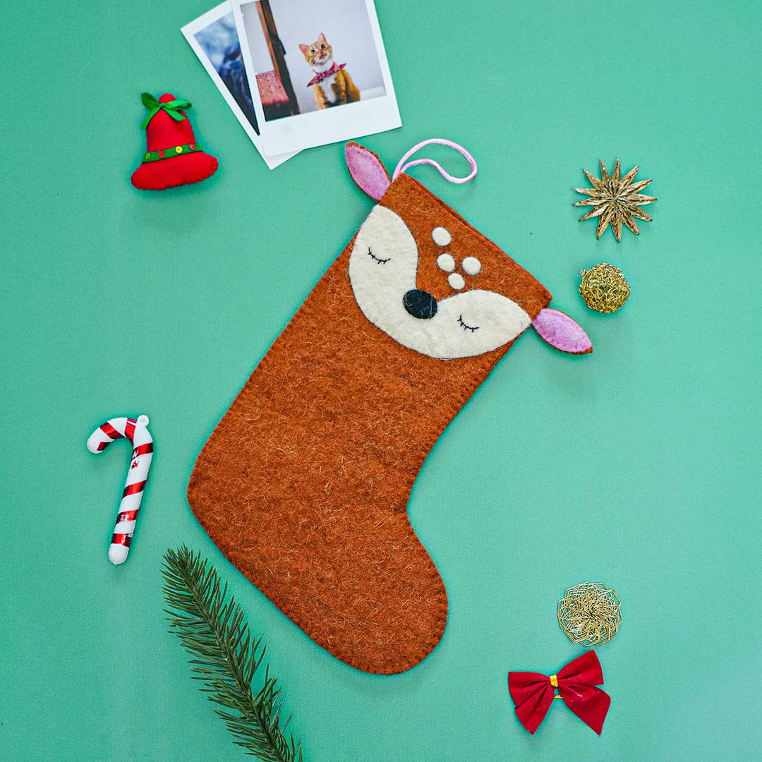 Handmade Felt Stockings For Christmas Decoration | Set Of 2