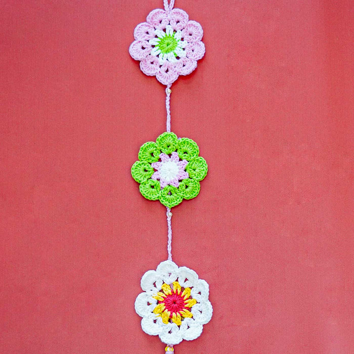 Handmade Floral Crochet Cotton Hanging For Christmas Wall Decoration