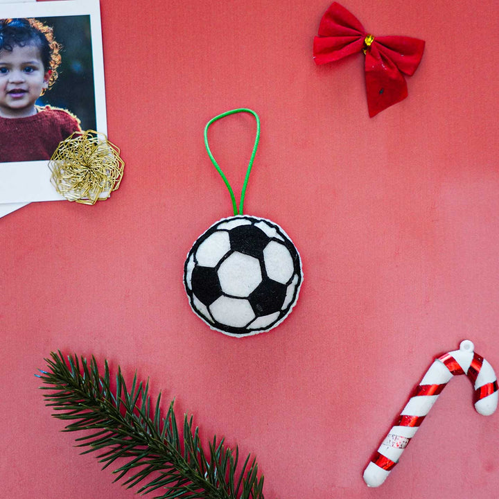 Handmade Football Kids Felt Ornament For Christmas Tree Decoration | Set Of 2