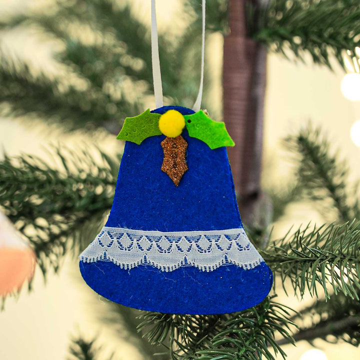 Handmade Holly Bell Felt Ornaments For Christmas Tree Decoration | Set Of 3