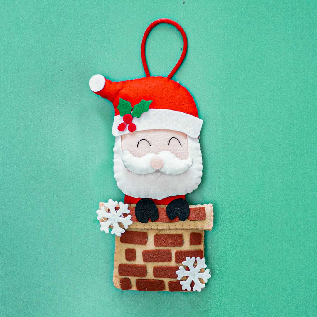 Handmade Jolly Santa Felt Ornament For Christmas Tree Decoration