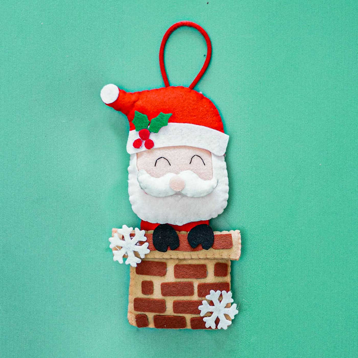 Handmade Jolly Santa Felt Ornament For Christmas Tree Decoration