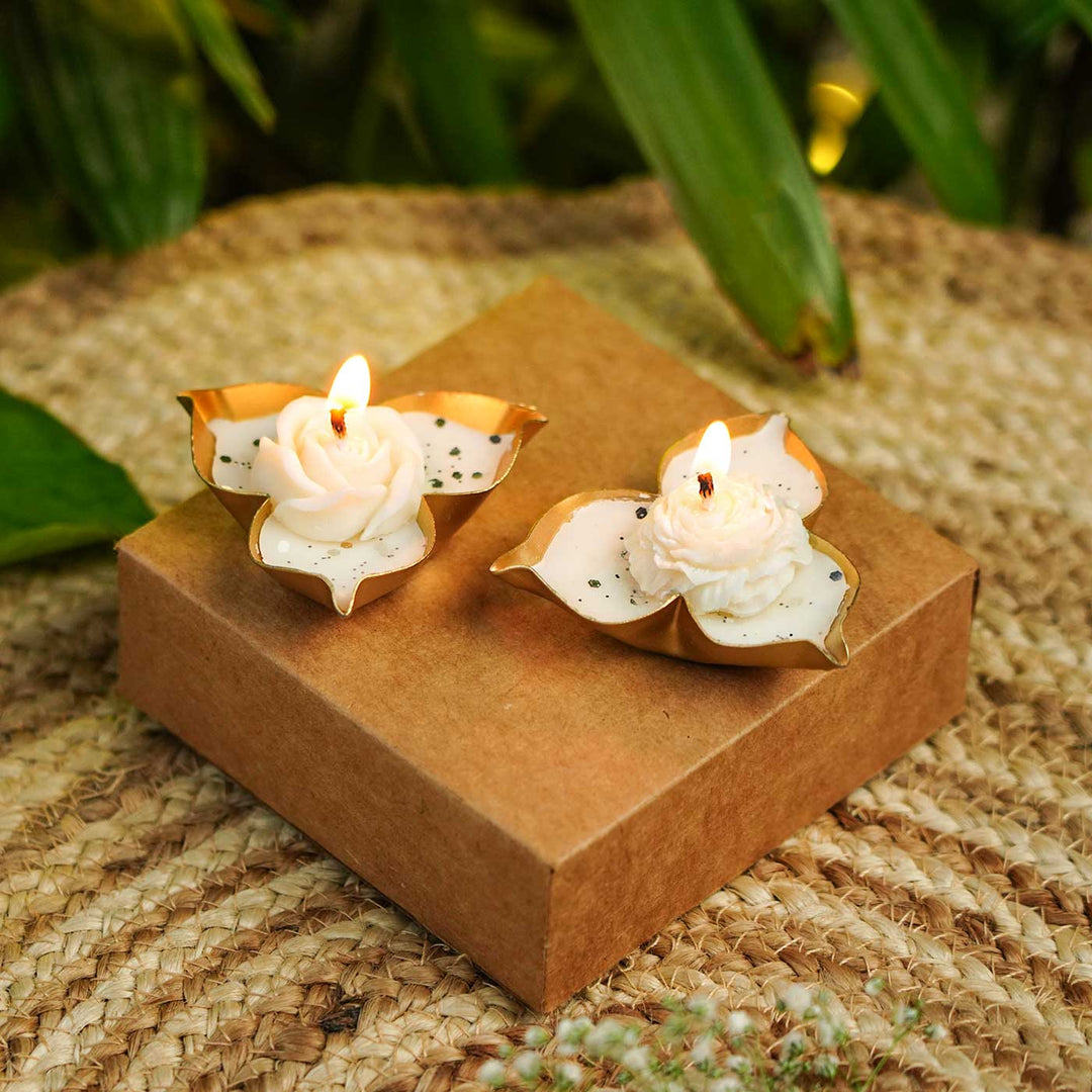 Handmade Leaf Shaped Soy Wax Scented Candle | Set Of 2