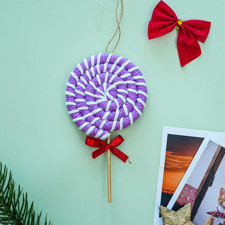 Handmade Lollipop Macrame Cotton Ornament For Christmas Tree Decoration