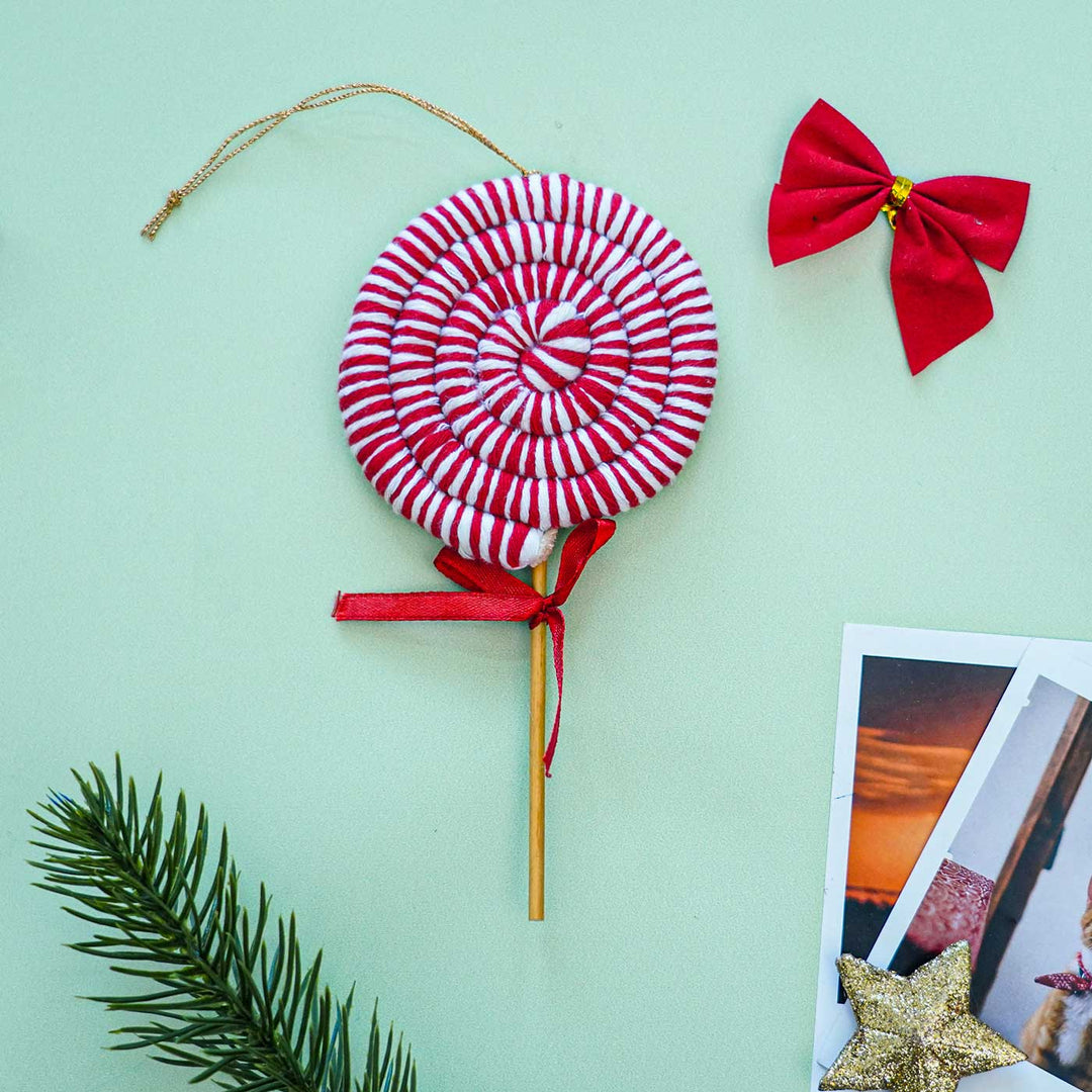 Handmade Lollipop Macrame Cotton Ornament For Christmas Tree Decoration