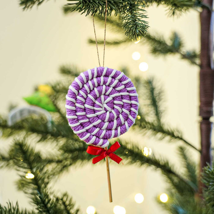 Handmade Lollipop Macrame Cotton Ornament For Christmas Tree Decoration