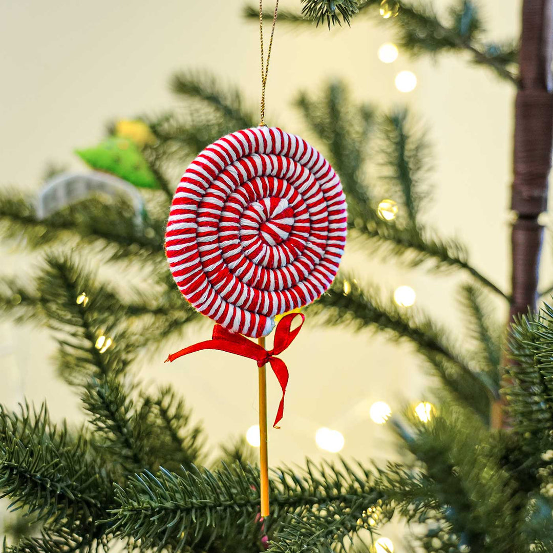 Handmade Lollipop Macrame Cotton Ornament For Christmas Tree Decoration