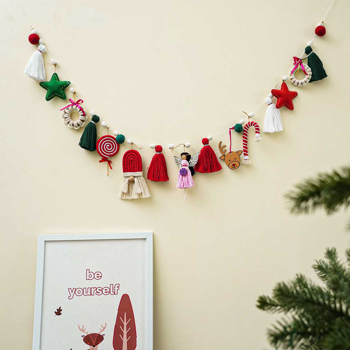 Handmade Macrame Cotton Garland/ Bunting for Christmas Door Decoration