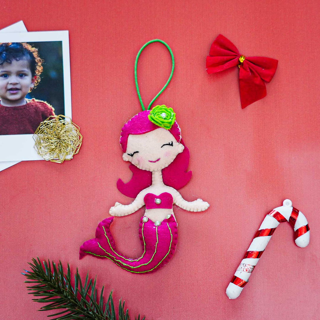 Handmade Mermaid Kids Felt Ornament For Christmas Tree Decoration