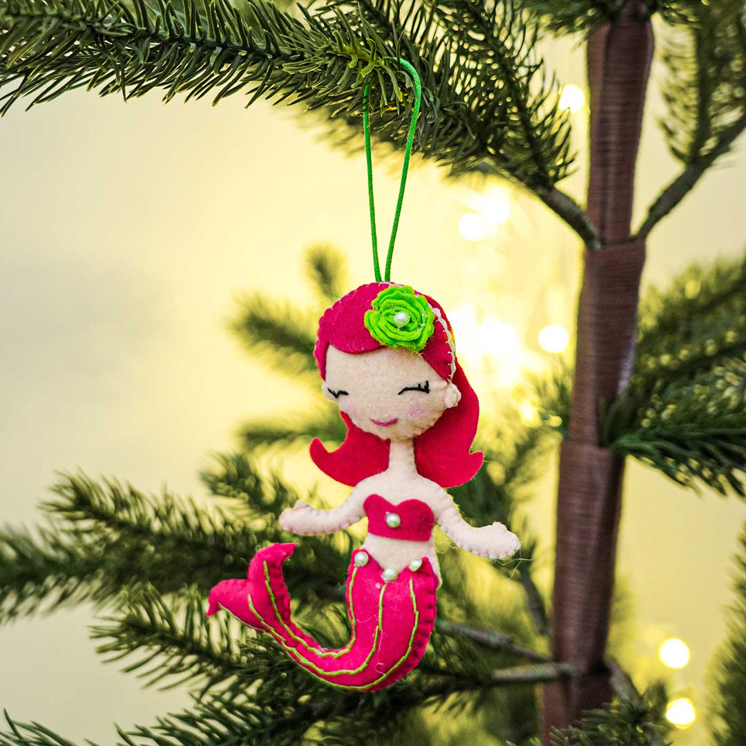 Handmade Mermaid Kids Felt Ornament For Christmas Tree Decoration