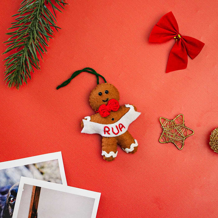 Handmade Personalized Felt Gingerbread Man Christmas Ornament