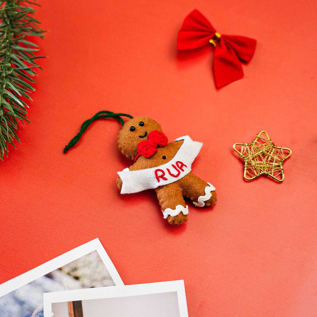 Handmade Personalized Felt Gingerbread Man Christmas Ornament