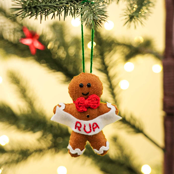 Handmade Personalized Felt Gingerbread Man Christmas Ornament