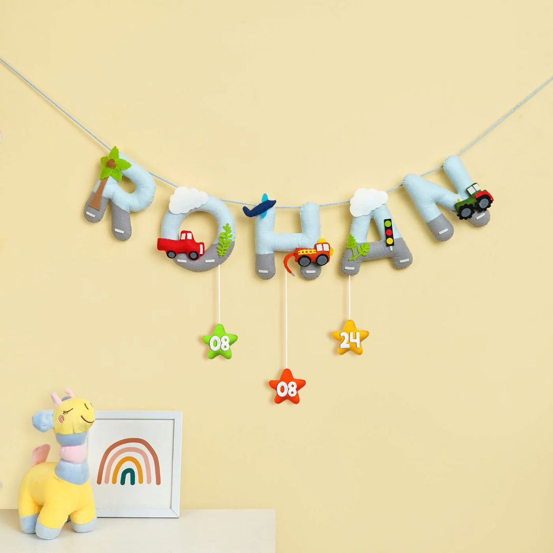 Handmade Personalized Felt Kids Bunting - Automobile