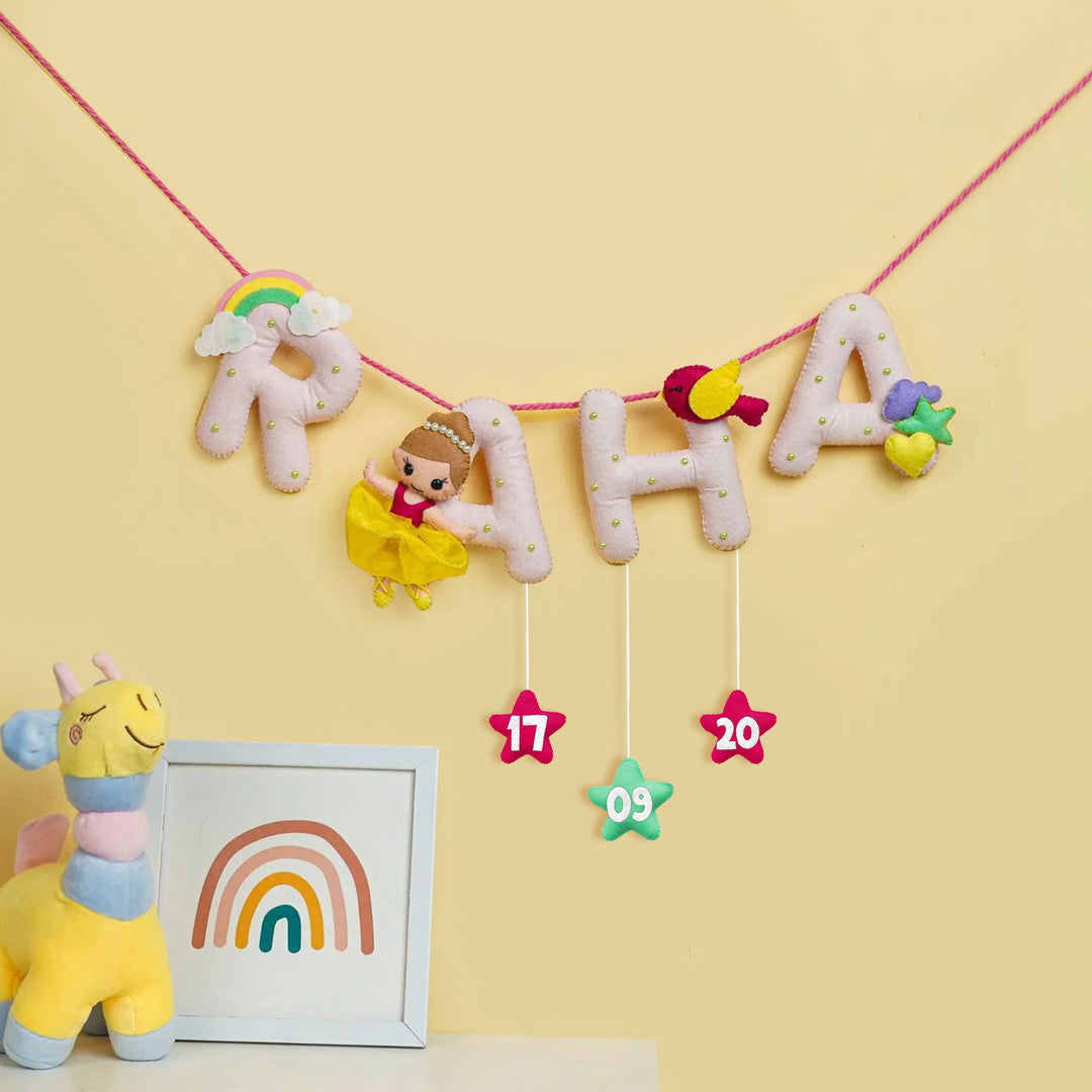 Handmade Personalized Felt Kids Bunting - Princess & Rainbow