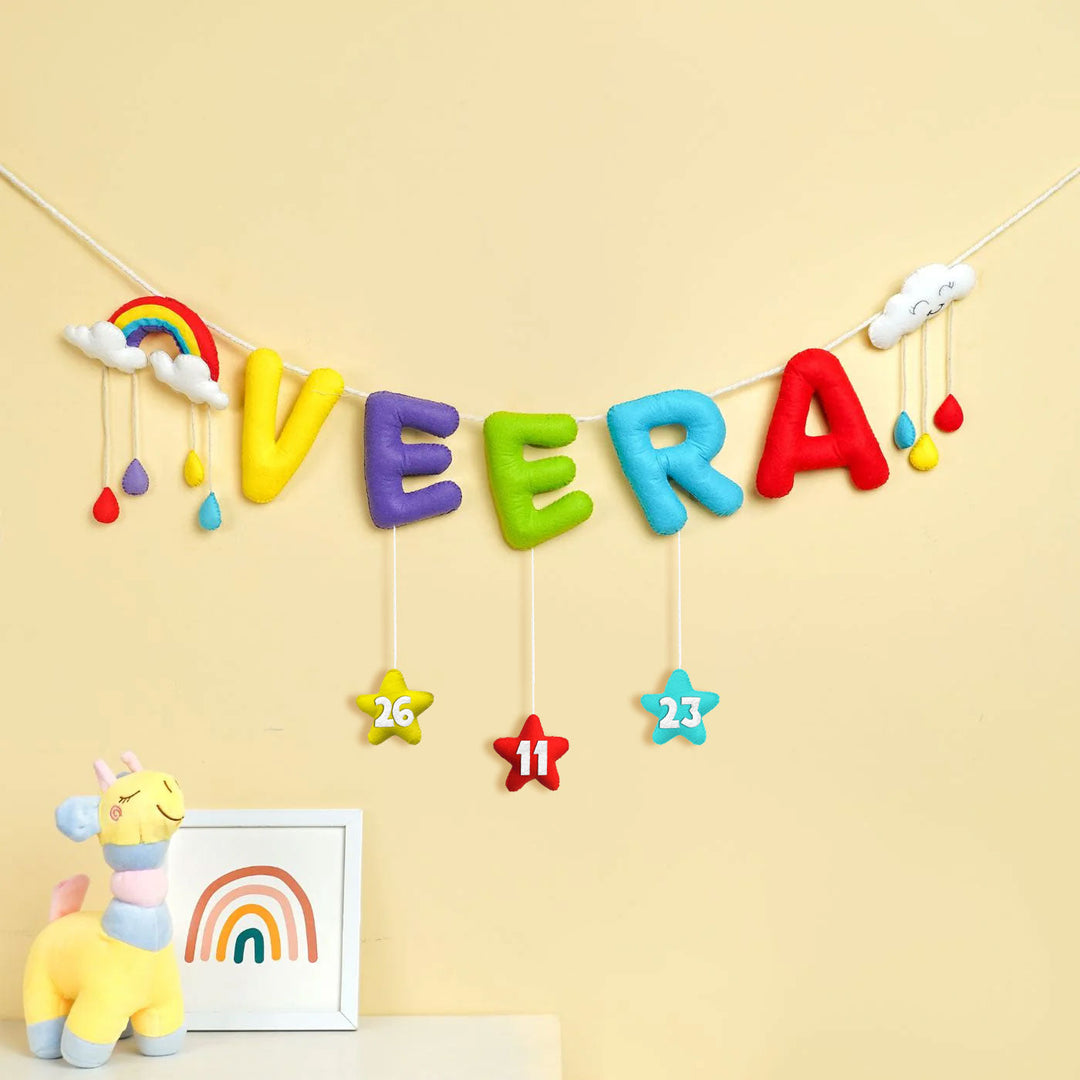 Handmade Personalized Felt Kids Bunting - Rainbow with cloud