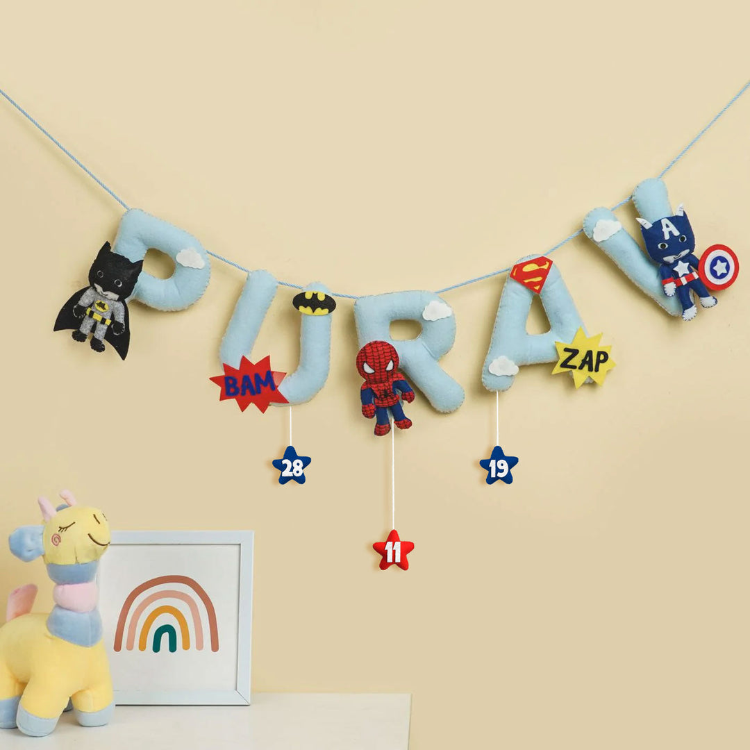 Handmade Personalized Felt Kids Bunting - Superheroes