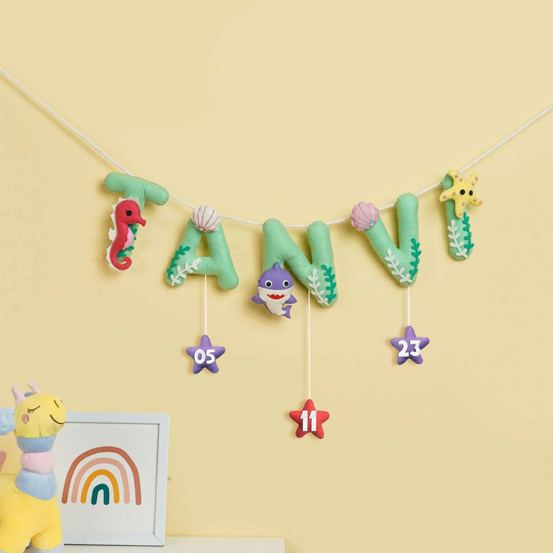 Handmade Personalized Felt Kids Bunting - Underwater