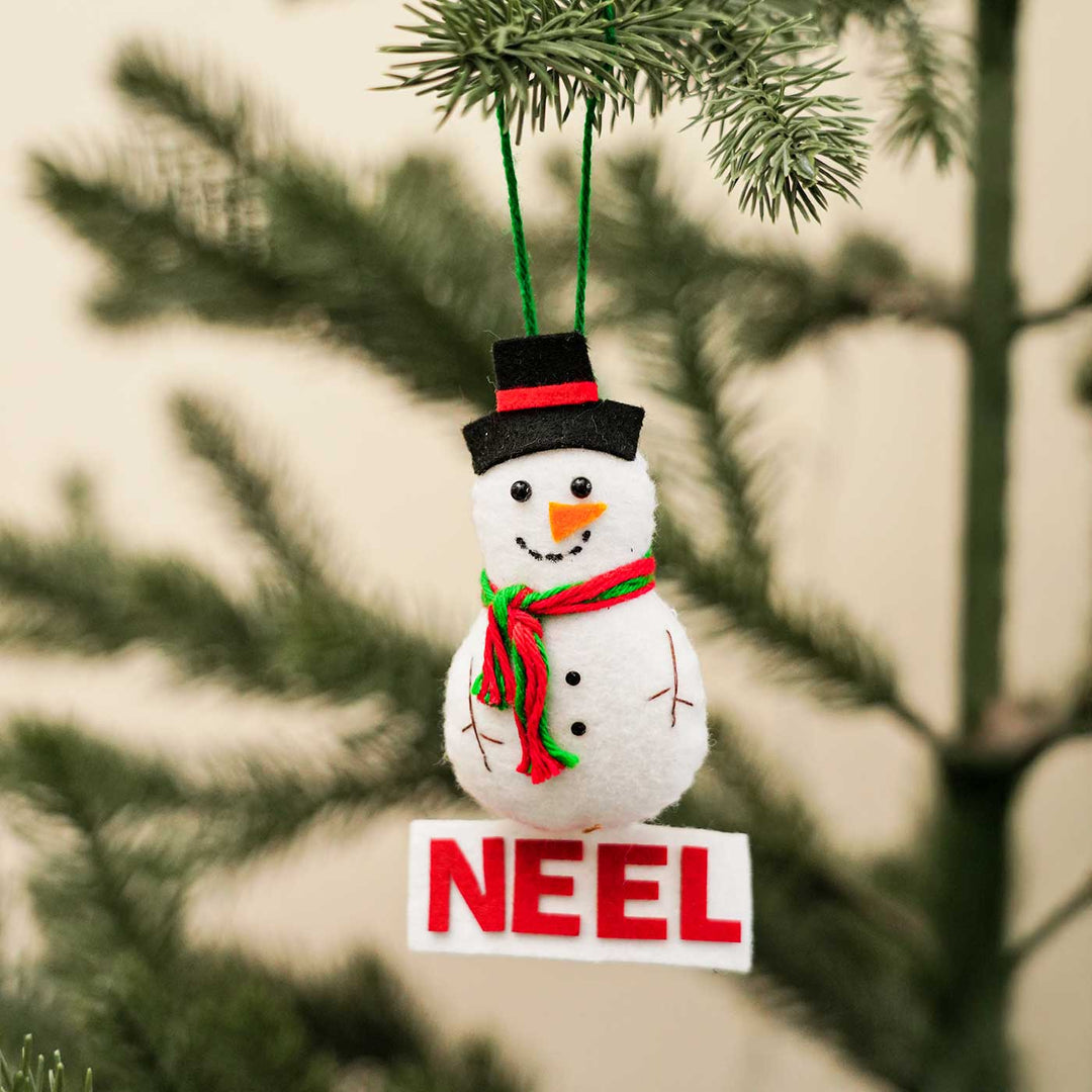 Handmade Personalized Felt Snowman Christmas Ornament