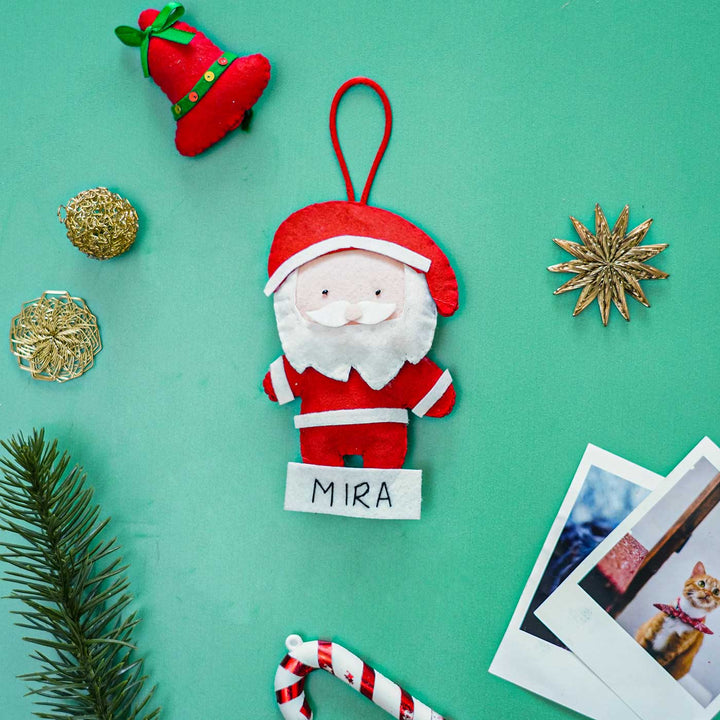 Personalized Santa Claus Felt Ornaments For Christmas Tree Decoration