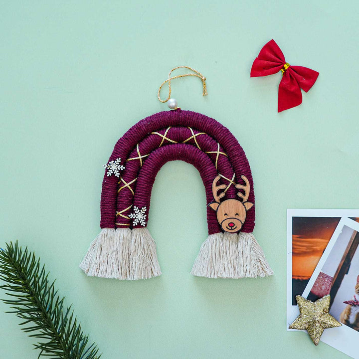 Handmade Rainbow Themed Macrame Cotton Garland/ Bunting for Christmas Door Decoration