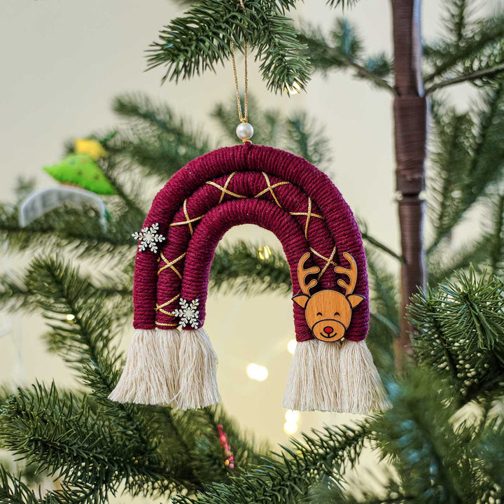 Handmade Rainbow Themed Macrame Cotton Garland/ Bunting for Christmas Door Decoration