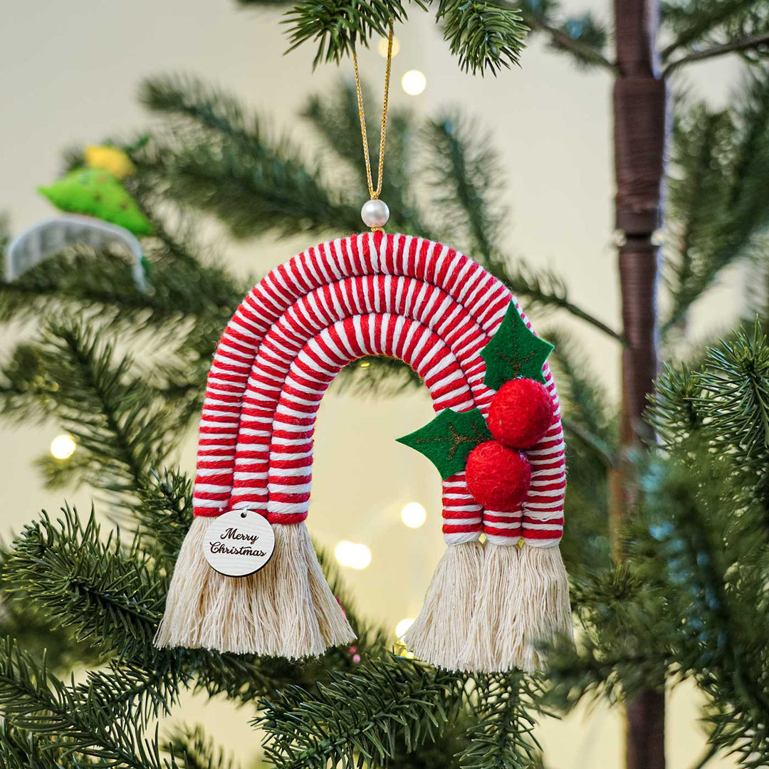 Handmade Rainbow Themed Macrame Cotton Garland/ Bunting for Christmas Door Decoration