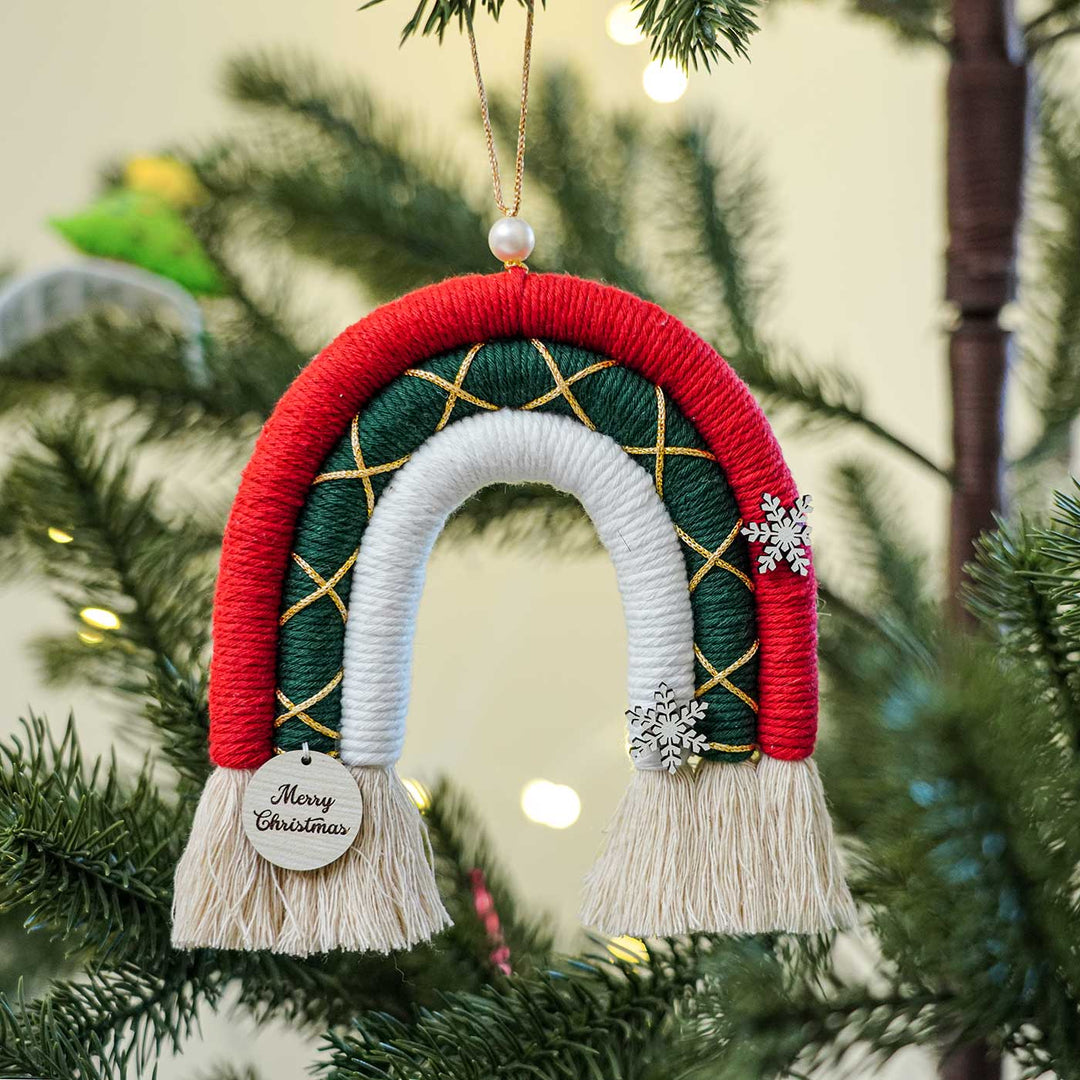 Handmade Rainbow Themed Macrame Cotton Garland/ Bunting for Christmas Door Decoration