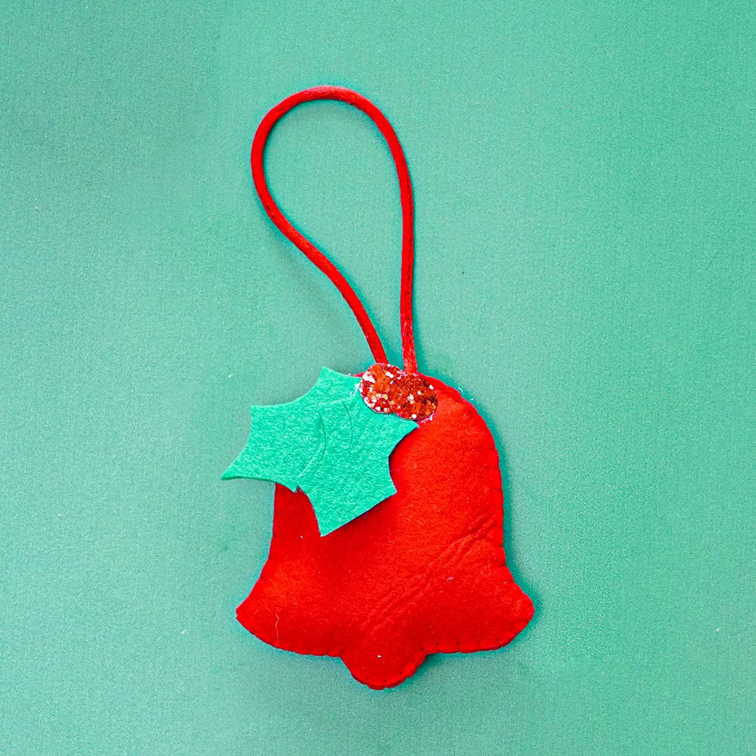 Handmade Red Bell Felt Ornament For Christmas Tree Decoration