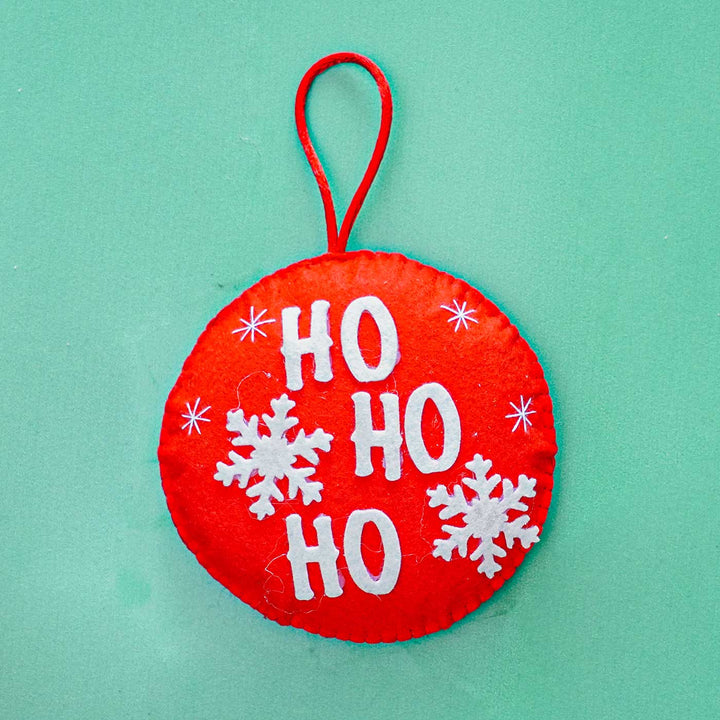 Handmade Red Triple Ho Felt Ornament For Christmas Tree Decoration