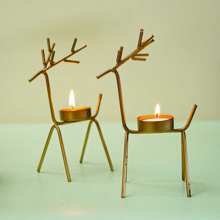 Handmade Reindeer Metal Tealight Holder For Christmas Table Decoration