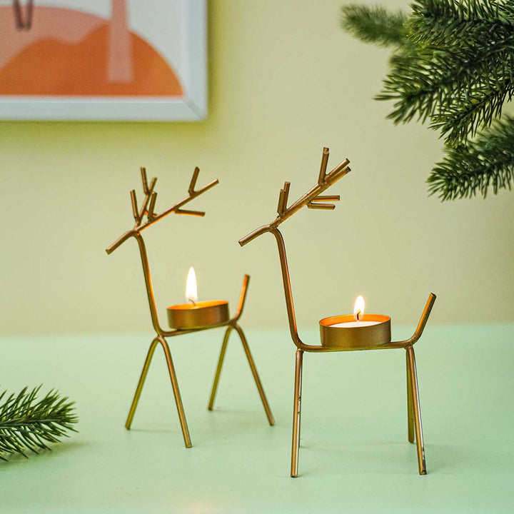 Handmade Reindeer Metal Tealight Holder For Christmas Table Decoration