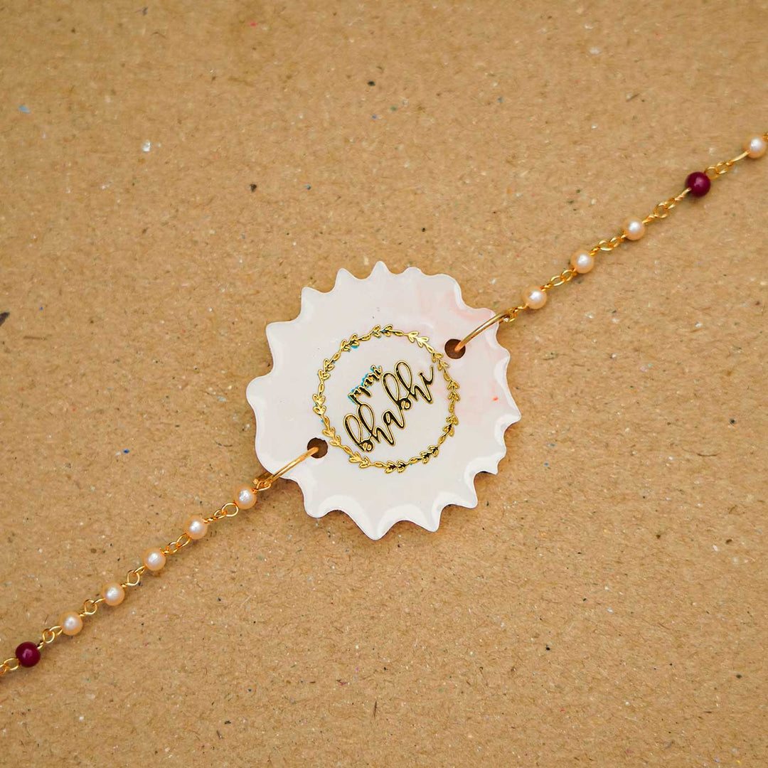 Handmade Resin Sticker Rakhi With Roli Chawal For Bhabhi