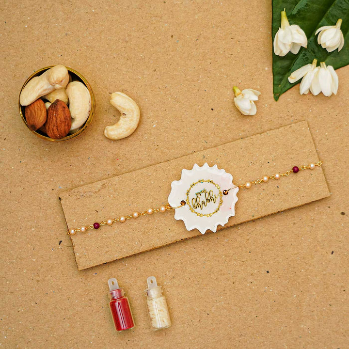 Handmade Resin Sticker Rakhi With Roli Chawal For Bhabhi