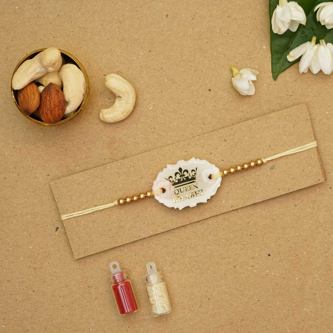 Handmade Resin Sticker Rakhi With Roli Chawal For Bhabhi