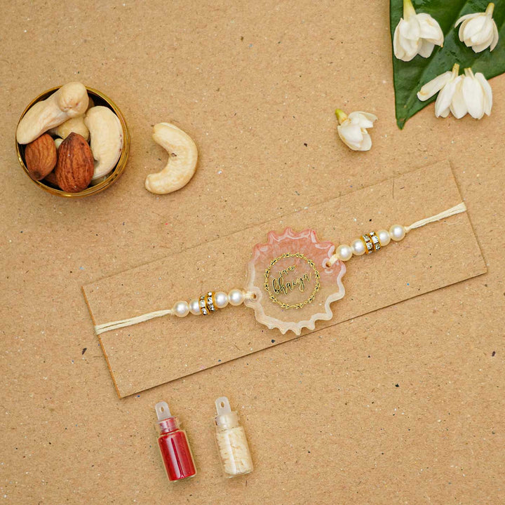 Handmade Resin Sticker Rakhi With Roli Chawal For Brother