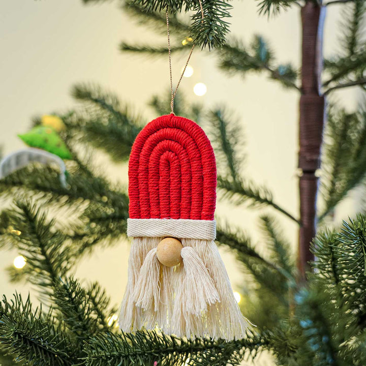 Handmade Santa Clause Macrame Cotton Ornament For Christmas Tree Decoration