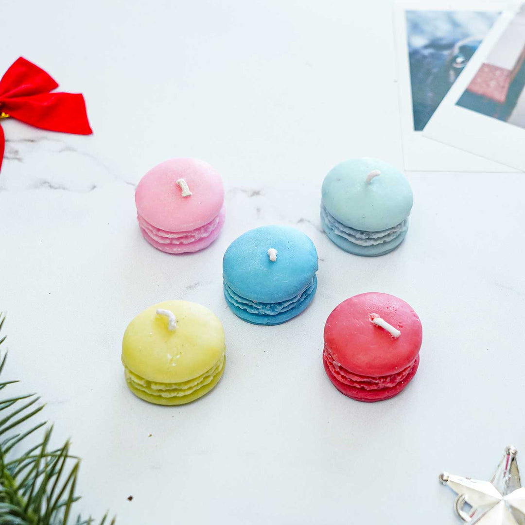 Handmade Scented Macaroon Soy Wax Candles For Christmas Decoration | Set Of 5