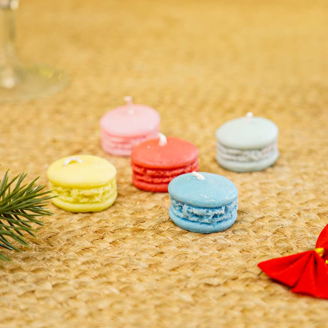 Handmade Scented Macaroon Soy Wax Candles For Christmas Decoration | Set Of 5