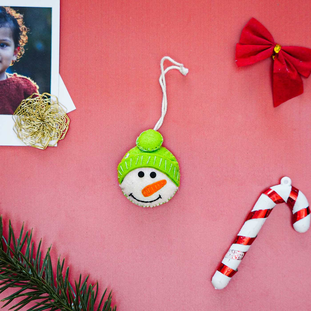 Handmade Snowman Kids Felt Ornament For Christmas Tree Decoration | Set Of 2