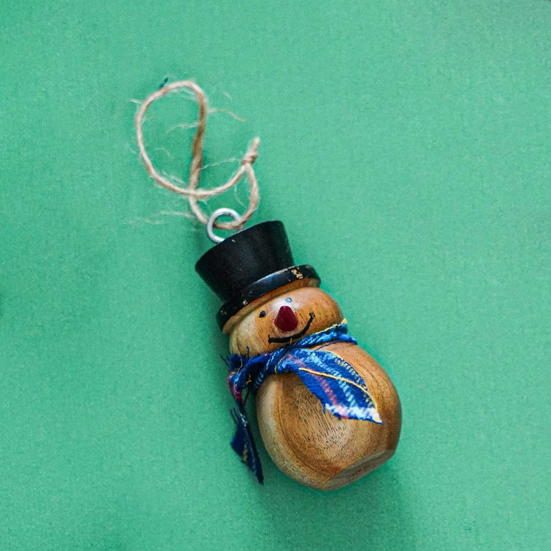 Handmade Snowman Wooden Ornament For Christmas Tree Decoration