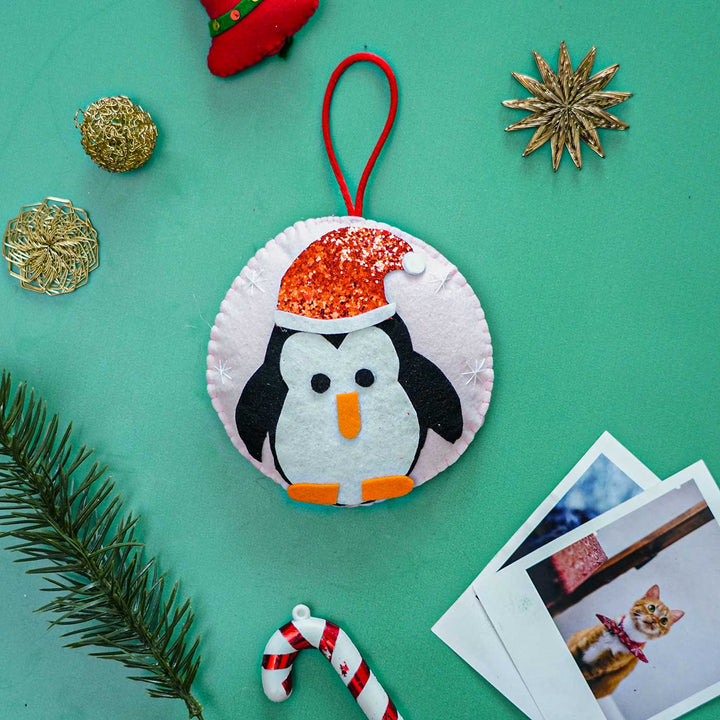 Handmade Sparkle Penguin Felt Ornament For Christmas Tree Decoration