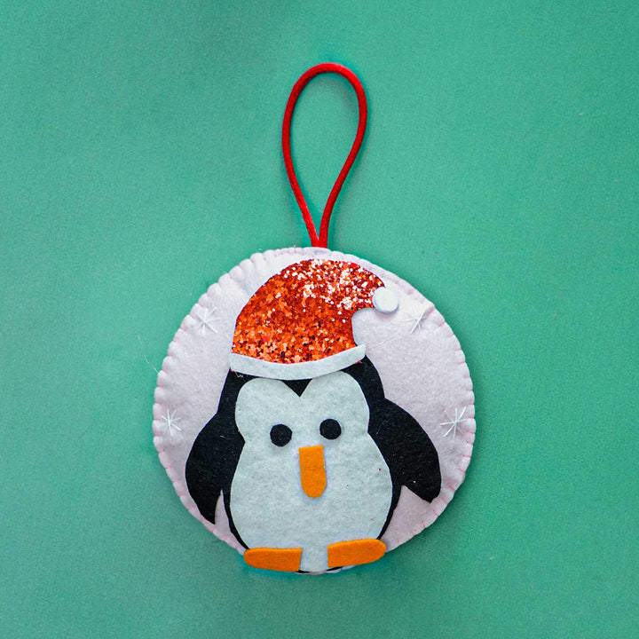 Handmade Sparkle Penguin Felt Ornament For Christmas Tree Decoration