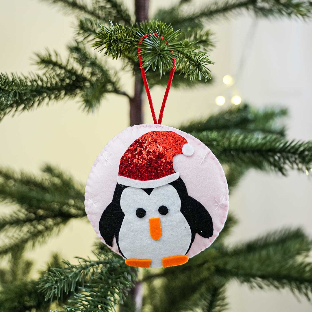 Handmade Sparkle Penguin Felt Ornament For Christmas Tree Decoration