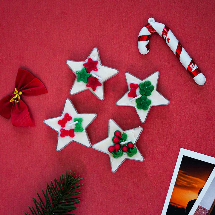 Handmade Star Wax Candles For Christmas Decoration | Set Of 4