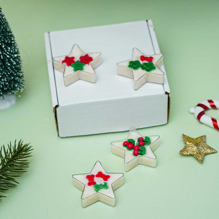 Handmade Star Wax Candles For Christmas Decoration | Set Of 4