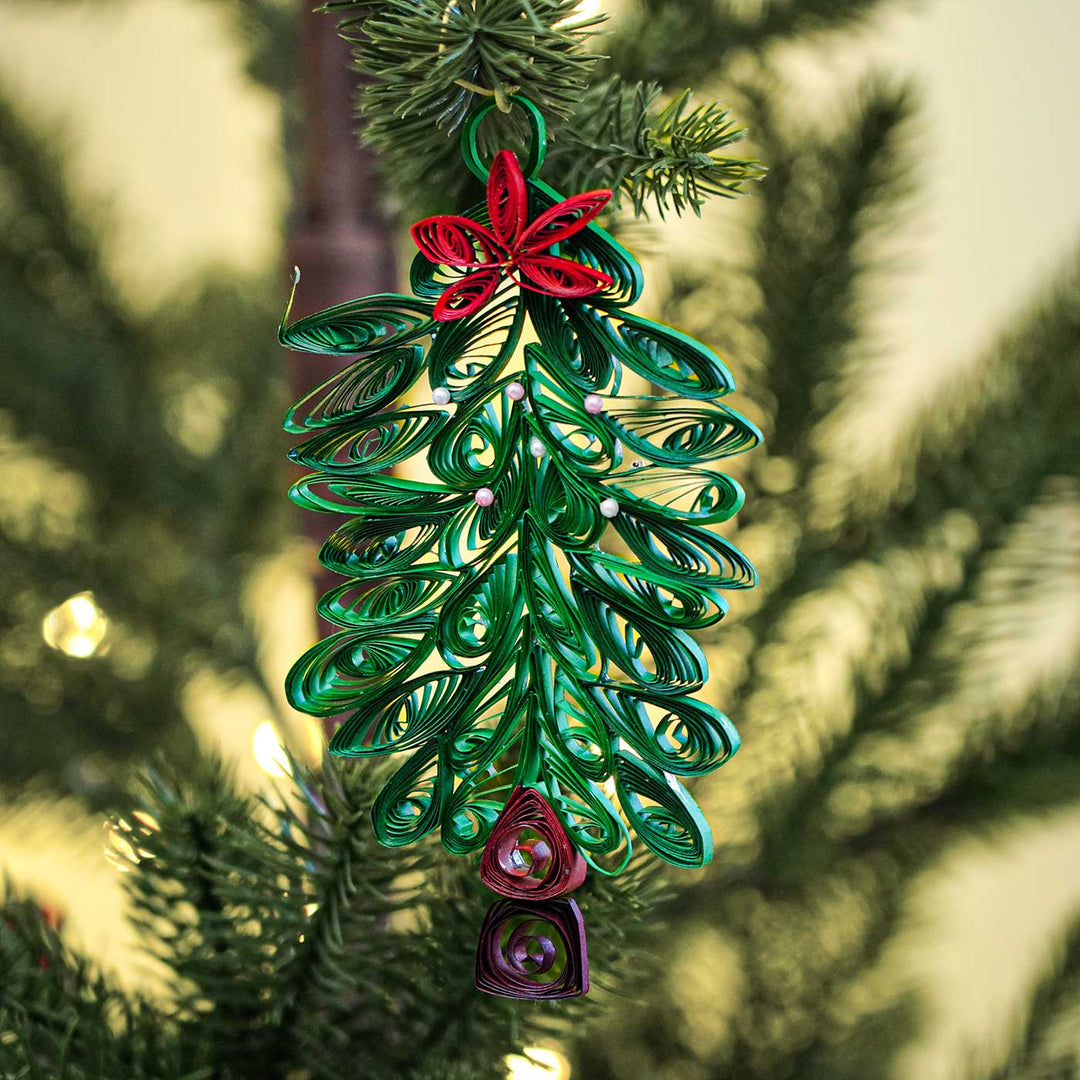 Handmade Tree Paper Quilling Ornament For Christmas Tree Decoration