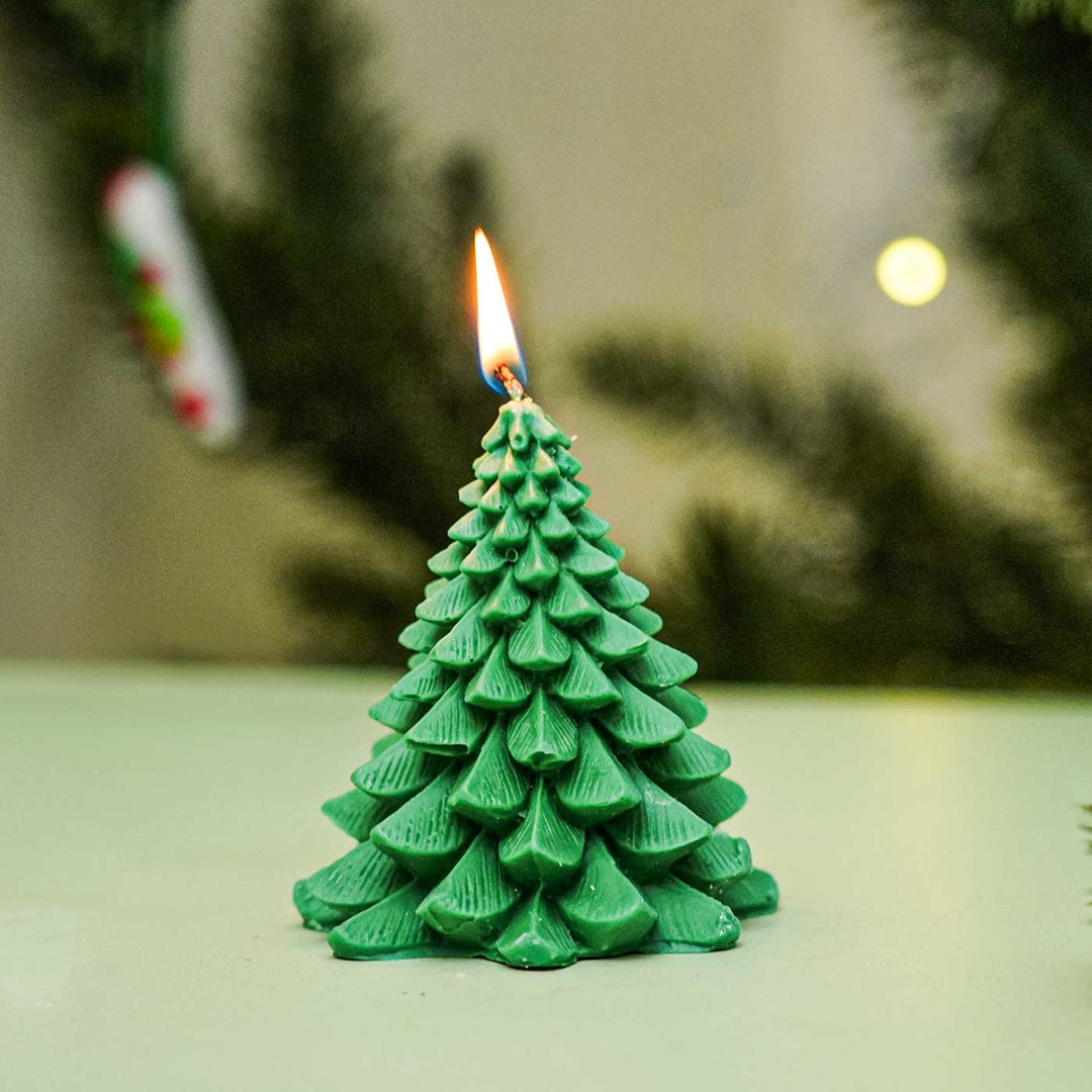 Handmade Tree Shaped Wax Candle For Christmas Decoration