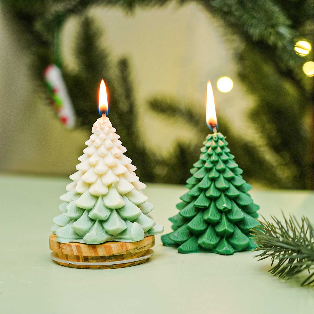 Handmade Tree Shaped Wax Candle For Christmas Decoration