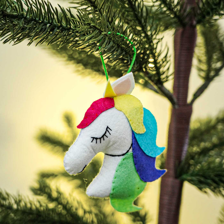 Handmade Unicorn Kids Felt Ornament For Christmas Tree Decoration | Set Of 2